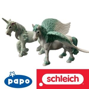 🦄Fantasy Lot of 2 Unicorns Horse Pegasus Winged Horse by Papo & Schleich Bayala